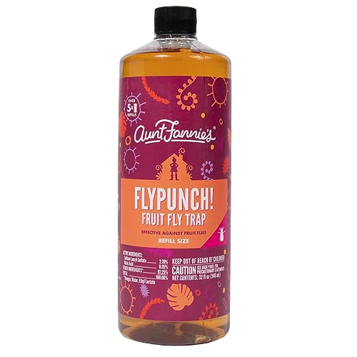 Aunt Fannie’s FlyPunch! Fruit Fly Trap Refill: for Indoor and Kitchen Use, Made with Plant Based Ingredients, 32 Fluid Ounces