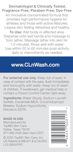 CLn SportWash Body Wash for Athletes - Fragrance-Free, 3.4 fl. oz.