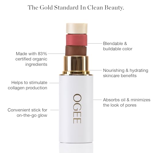 Ogee Sculpted Face Stick (PINK DIAMOND - MATTE NEUTRAL PINK) Certified Organic Blush Stick - Multi-Use Cream Blush & Highlighter Stick