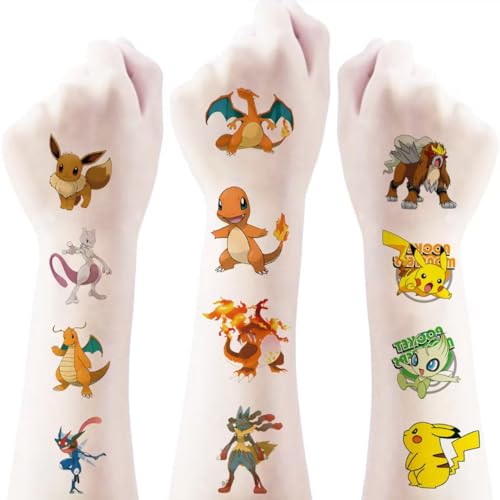 Pokemon Temporary Tattoos - 40 Sheets Fake Body Stickers