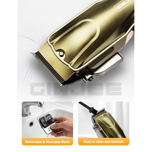 Hair Clippers for Men, Cordless & Corded Barber Clipper with 5Hrs Runtime, 7000RPM Rotary Motor & LED Display, Waterproof Professional Hair Cutting Kit for Men and Home Use (Gold)