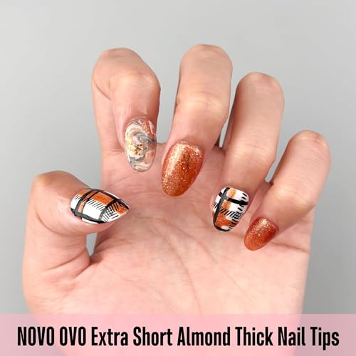 NOVO OVO Extra Short Almond Nail Tips - 224 pcs Full Cover Gel