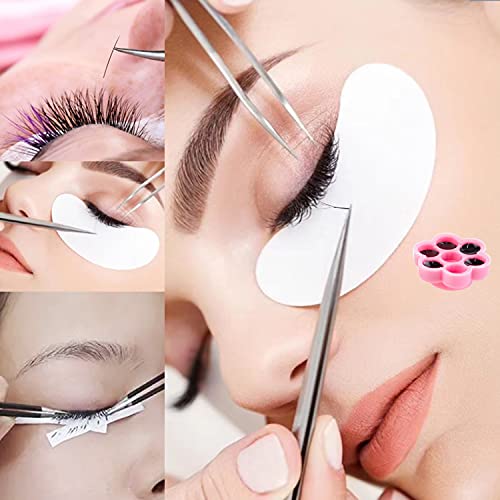 200PCS Plastic Eyelash Glue Cups Flower Shape with Glue Points