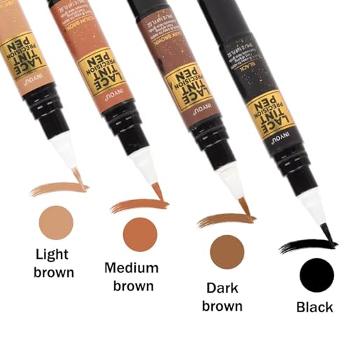 Lace Tint Precision Pen Wig Lace Tint with Brush Applicatior, Easy to use, Long Lasting Formula, Blends Natural, Seamless Finish Waterproof Effect (2 pcs, Medium Brown)