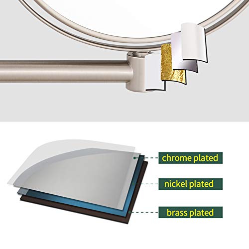 Nicesail 8 Inch Double-Side Wall Mounted Mirror Magnified 10x Makeup and Shaving Mirror Regular View and 10X Magnification, High Adjustable Nickel