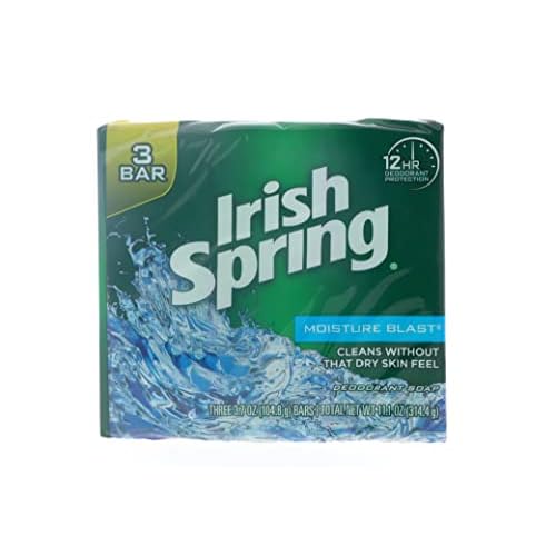 Irish Spring Moisture Blast Deodorant Bar Soap, 11.1 oz bars, 3 each (Pack of 2)