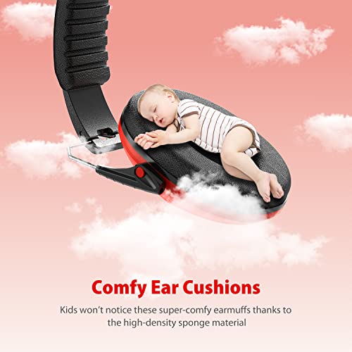 Dr.meter Ear Muffs for Noise Reduction: SNR27.4 Noise Cancelling Headphones for Kids with Adjustable Headband - Noise Cancelling Ear Muffs for Monster Jam, Football Game, Fireworks and Air Shows - Red