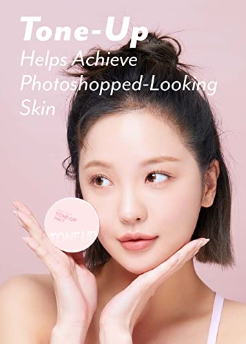 I'M MEME Compact - Tone-up Pact | Korean Pressed Powder for Pink Blur Effect, with Calamine, Mattify Skin, Setting Powder for Makeup, Gift, 0.35 Oz