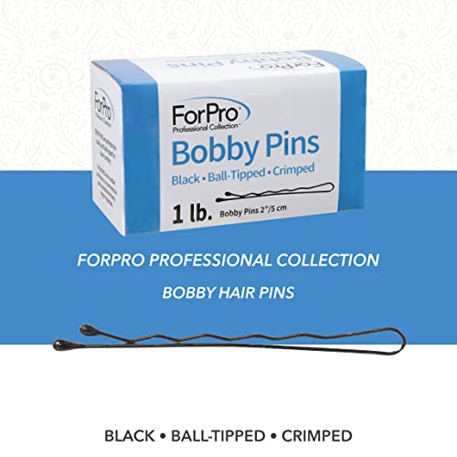 ForPro Professional Bobby Pins 400-Count Black 2" Ball-Tipped