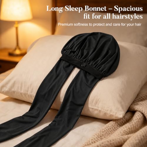Aileam Silk Bonnet for Long Hair & Braids - 2 in 1 Hair Protection