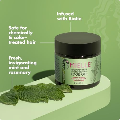 Mielle Organics Rosemary & Mint Edge Control Gel - Strong Hold, Biotin & Organic Oils, 2 Oz (Pack of 1)