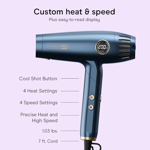 Conair Infinitipro Hair Dryer with Foldable Handle & Diffuser – 3 Attachments