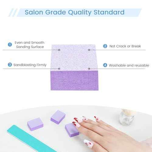 50 PCS Mini Nail Buffer Block, 2 Way Mini Buffers Grit 80/100, Purple Small Buffing Block for Acrylic Nail Gel Polish Nails Pedicure & Manicure