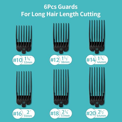 Wahl Clipper Guards Set - 6 Piece, 1.25" to 2.5" Lengths, Black