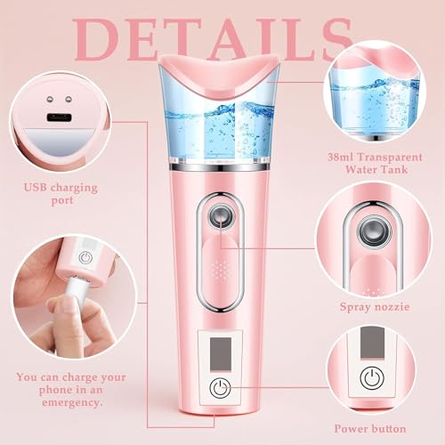 Nano Mist Sprayer with Skin Analyzer - 2 Pack USB Rechargeable
