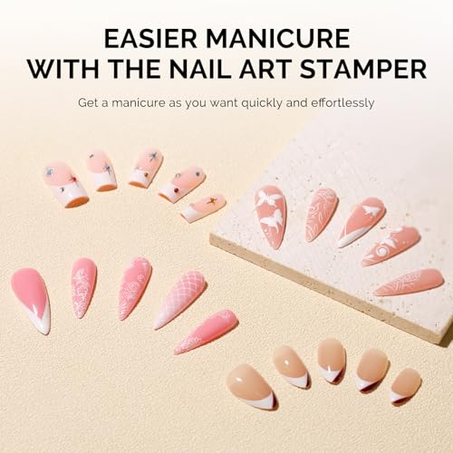 MelodySusie Transparent French Tip Nail Stamp Kit with 2 Plates & 6 Pieces