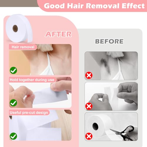 400 Pcs Non-Woven Wax Strip 1.5''x44 Yards Pre-cut Wax Strips Epilating Strips 1.5 X 4 Inch For Body Facial Tear-Resistant & Lint-Free Air 1 Roll Removal Paper Women Arms Legs Hair Cleaning Remove