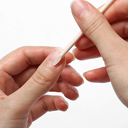 A-Wood 100 Pcs Orange Wooden Nail Sticks Double Sided Cuticle Pusher Manicure Pedicure Tool