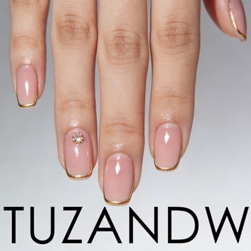 Short Square Press On Nails 24Pc with Flower Dots & French Tip