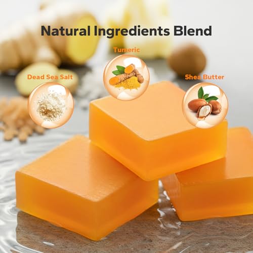 Turmeric Soap Bar (3 Pack), Organic Turmeric Soap for Face & Body, Hydrating & Nourishing, Gentle Cleansing with Shea Butter, Argan Oil & Aloe Vera