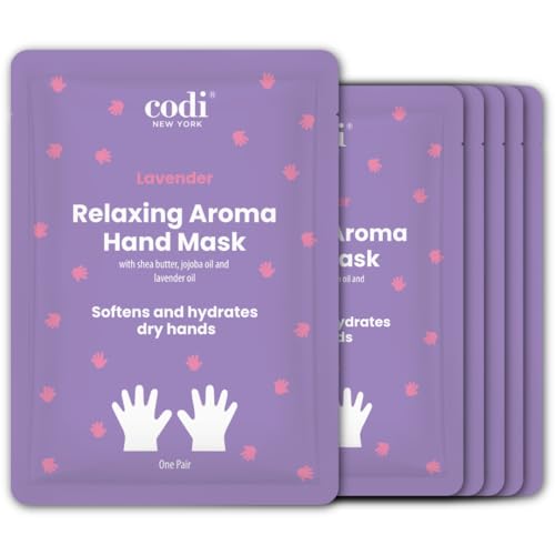 Codi New York Lavender Moisturizing Hand Mask Gloves for Dry Hands, 6 Pack