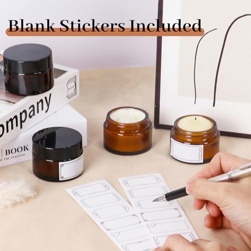 1 oz Amber Glass Jars with Lids, 48-Pack – UV Protection
