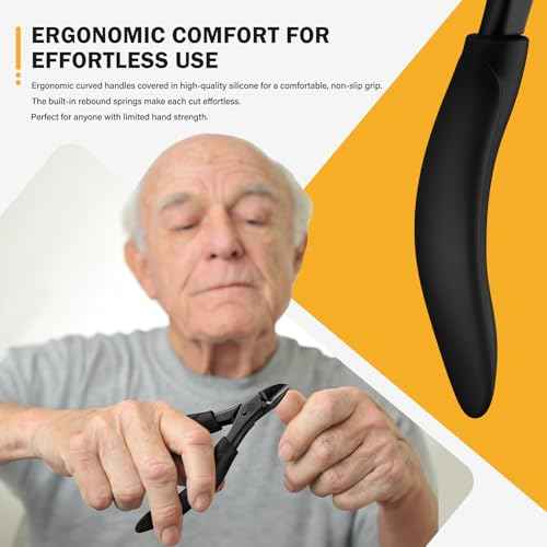 BEZOX Toe Nail Clippers for Thick Toenails for Seniors ? Raised Cutting Edge Ingrown Toenail Clippers, Ergonomic Design Toenail Scissors for Thick Nails, Podiatrist Recommended - Black