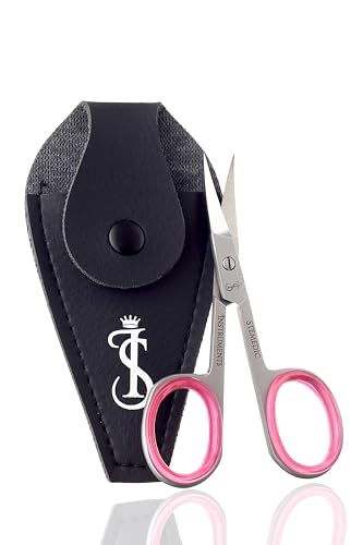Stemedic Instruments Curved Nail & Eyebrow Scissors Silver with Pink Ring