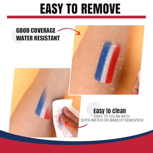 5Pcs Red White Blue Face Paint Sticks - Patriotic Makeup