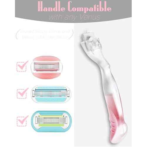 Replacement Razor Handle Compatible with Gillette Venus - Non-Slip Ergonomic Grip, Pink Handle Only (Fits Most Venus Blades) (1)
