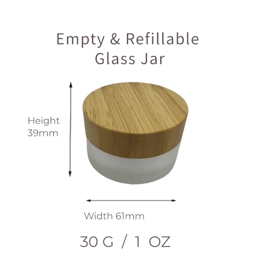 Frosted Glass Cream Jar 4 Pack 1oz with Bamboo Lids