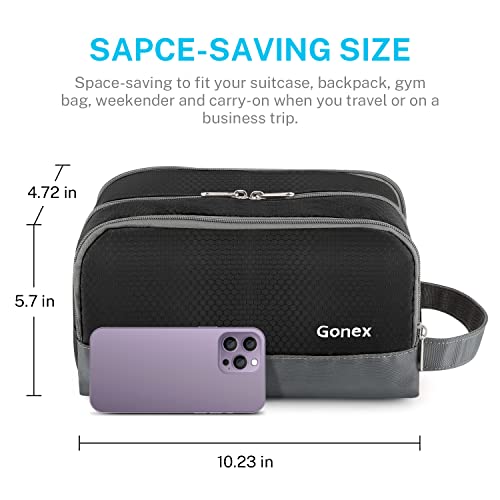 Gonex Black Travel Toiletry Bag for Men - Water Resistant Dopp Kit