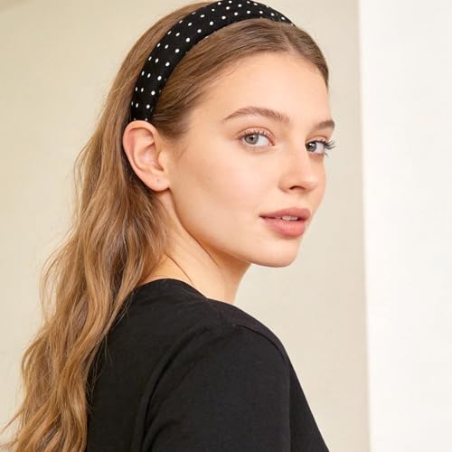 Polka Dot Headbands for Women, Non-Slip Wide Headband 2-Pack