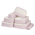 Narwey 7-Piece Checkered Packing Cubes Set for Travel - Dusty Pink