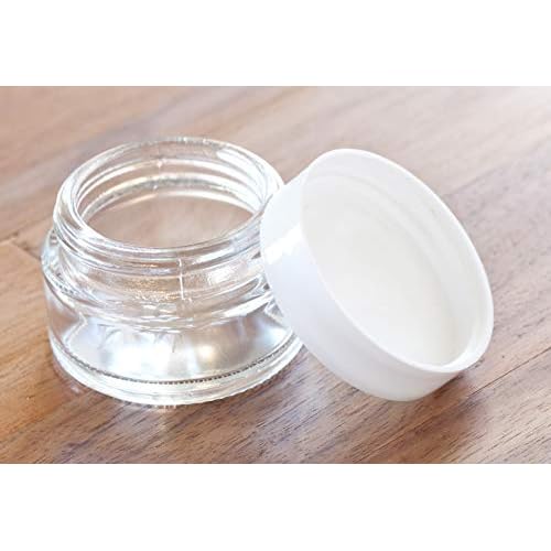 Clear Glass 0.50 oz / 15 ml Low Profile Thick Wall Balm Jars with White Smooth Foam Lined Lids (6 PACK)