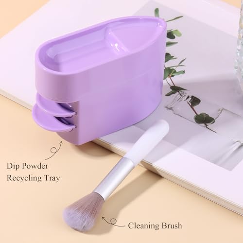2-in-1 Dip Powder Recycling Tray System with Brush for DIY Nail Art