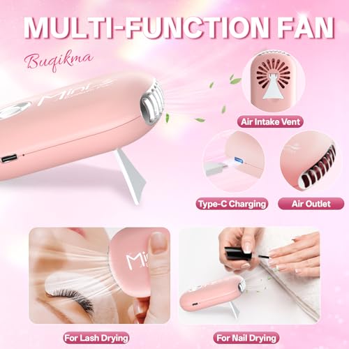 Buqikma Lash Cleaning Kit with Fan Dryer, 2PCS Lash Shampoo for Extensions Includes Rinse Bottle and Cleaning Brushes for Lashes Extension Cleaner at Salon & Home DIY Use for Valentine's Day