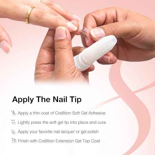 Cre8tion Extend Gel, Professional Soft Tips Adhesive Gel for Long-Lasting Nail Extensions, 0.5 Fl Oz