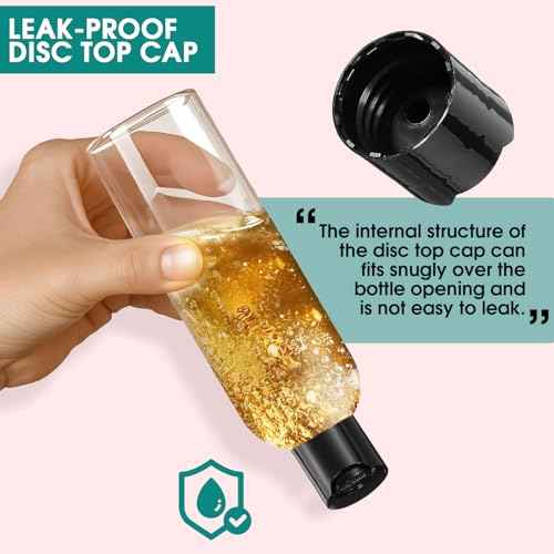 6 Pcs 16 oz Clear Plastic Empty Bottles with Black Disc Top Caps, Squeezable Refillable Shampoo Bottles Travel Cosmetic Containers for Lotions, Body Soap Cream