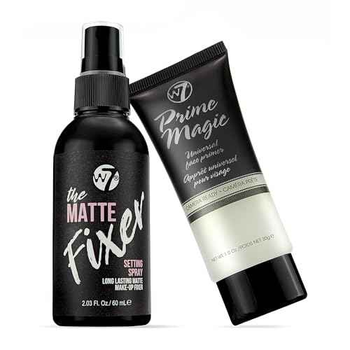 W7 Prime Magic & The Fixer Matte Set - Makeup Primer & Setting Spray Duo for a Smooth, Matte Finish - Pore Minimizer & Shine Control - Quick-Drying, Non-Sticky - Vegan & Cruelty-Free