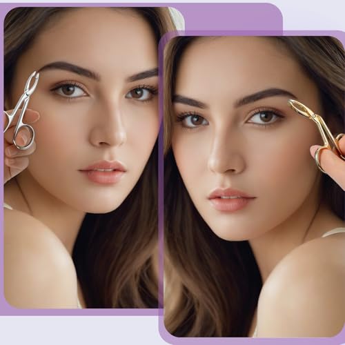 4Pcs Eyebrow Tweezers Scissor Handle Set, Flat Straight Tip Tweezers Hair Plucker Slanted Tip Shaped Eyebrow Facial Remover Stainless Steel for Hair Plucker Remover Facial Eyebrows Care