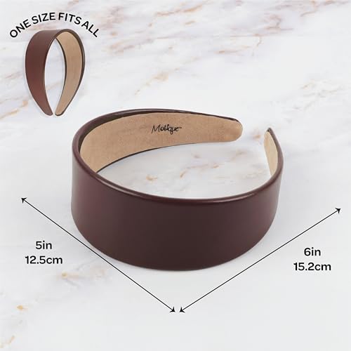 Vegan Leather Headband for Women - 2 Inch Wide, Non-Slip, Stylish Hair Accessory