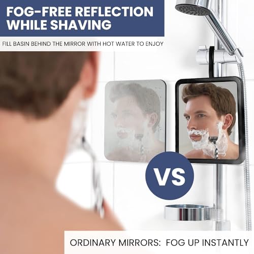 Fogless Shower Mirror with Razor Holder – 8" Real Glass