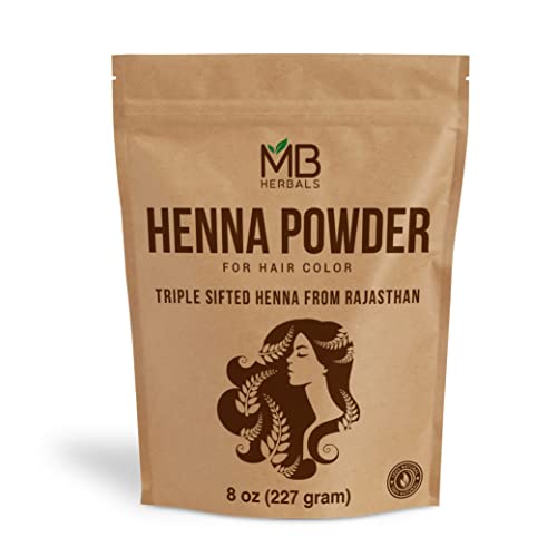 MB Herbals 100% Pure Henna Powder 8 oz - Natural Orange-Red Hair Color