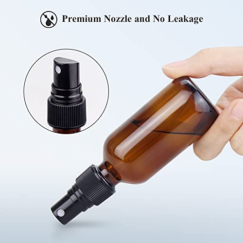 4 oz Amber Glass Spray Bottles - Fine Mist, 16 Pack