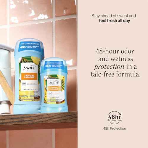 Suave Antiperspirant Deodorant for Women, Tropical Paradise 2-Size Variety Pack ? Anti-Staining Invisible Solid, Talc-Free (2 Piece Set)