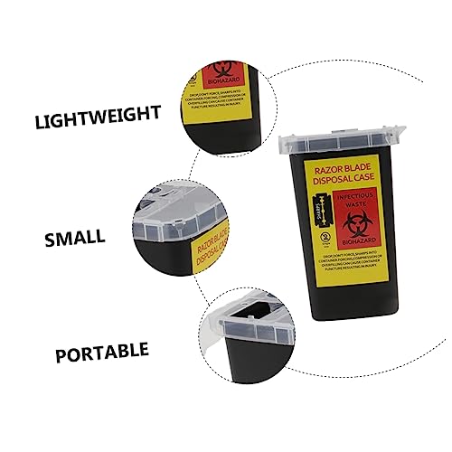 2pcs Portable Shaving Blades Storage Boxes Razor Waste Containers for Safe Disposal Lightweight and Reusable Black Design (Pack of 2)
