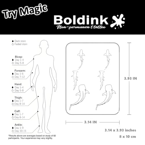 Semi-permanent Tattoos,Realistic Fake Tattoos,Last 7-15 Days,Waterproof Non-reflective Temporary Tattoo Stickers,Cruelty-free,Uniquely Designed Exquisite Packaging(Fish 2)