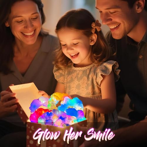 20 Pack Glow in the Dark Hair Scrunchies with 3 Light Modes