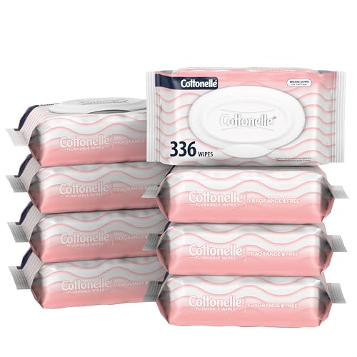 Cottonelle Fragrance Free Flushable Wet Wipes, 8 Packs of 42